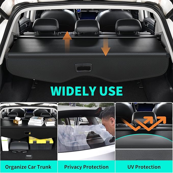 Tecoom Rear Trunk Cargo Cover Fit for Chevrolet Blazer 2019-2024, Carbon Fiber Trunk Security Covers fit for Chevy Blazer 2019 2020 2021 2022 2023 2024 Accessories, Retractable Luggage Privacy Screen