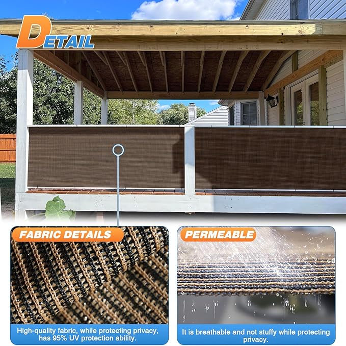 TANG Sun Shade Fabric Roll 8'x32' Shade Cloth for Garden Brown HDPE Mesh Shading Pergola Cover Replacement Canopy, 95% Blockage Sunshades for Outdoor Patio Backyard Plant