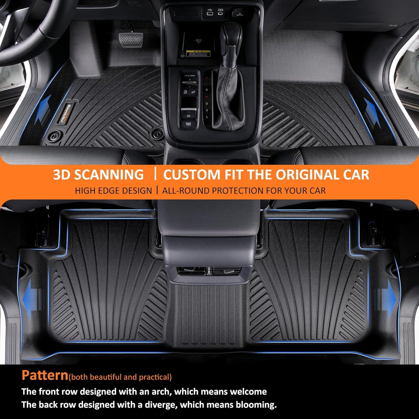 Binmotor-Floor Mats Cargo Liner Set for GMC Terrain 2024-2018丨2018-2024 Chevy Equinox, All Weather Car Floor Mats 2024 GMC Terrain/Chevy Equinox Accessories for Terrain