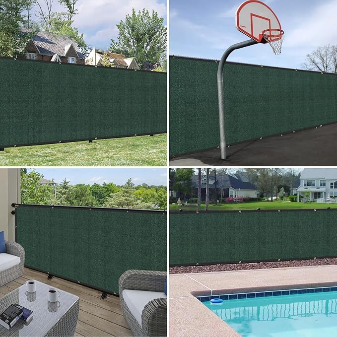 Windscreen4less Privacy Fence Screen Heavy Duty Windscreen Fencing Mesh Fabric Shade Net Cover for Outdoor Wall Garden Yard Pool Deck, 8'x265' Green