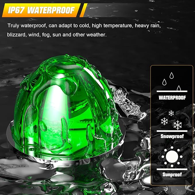 BJZ 2Pcs Green Watermelon LED Strobe+Constant Marker Lights Dual Function Watermelon-Shaped Side Marker Clearance Tail Top Cap Roof Lights for Trailer Truck Semi-Trailer Heavy-Duty Truck Bus Van