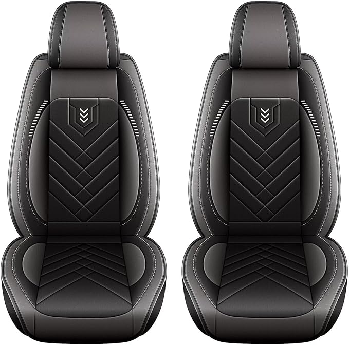 AOMSAZTO Car Seat Covers Fit for Hyundai Santa Fe 2007-2025 2026 Premium Front Seat Covers Waterproof Leather Automotive Seat Covers Compatible with Airbag (2 Seats,Black)