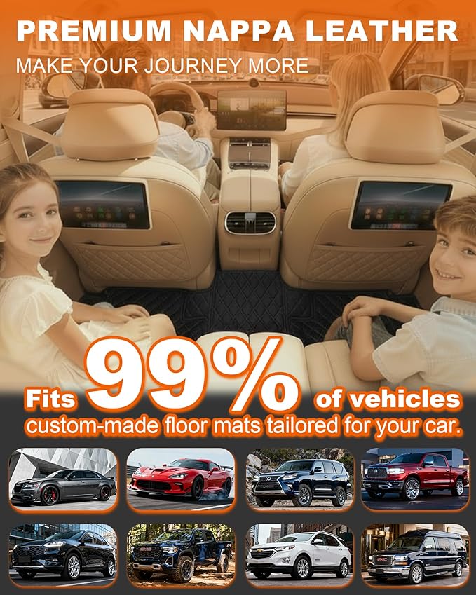 All-Weather car Floor MATS-Suitable for 99% of car Models,Leather car mat, offering Personalized Embroidery and Multiple Color Options,Provide Protection for car Rug (Black Rice)