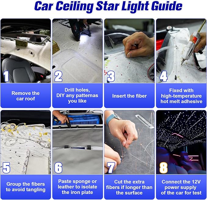 12W Twinkle&Meteor 2 in 1 RGBW Starlight Headliner Kit, 650pcs*0.03in*9.8ft+96pcs Shooting Star Lights for Car/Home Ceiling, Fiber Optic Lights with Bluetooth APP/Remote Control/Music Effect
