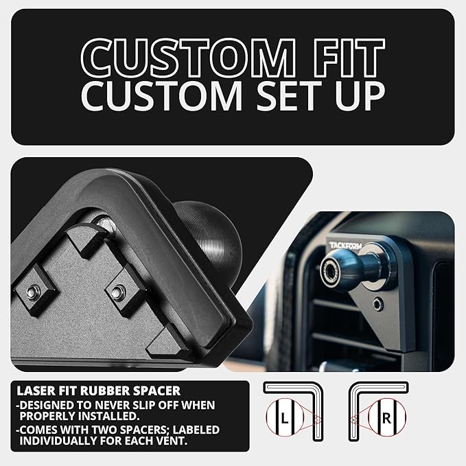 Tackform Link Vent Mount Magnetic Phone Holder - Compatible with 2021-2025 Ford F150 & Raptor, 2023-2025 Ford Super Duty | Aluminum | 2" Arm | Blue | (NOT MAGSAFE Compatible)