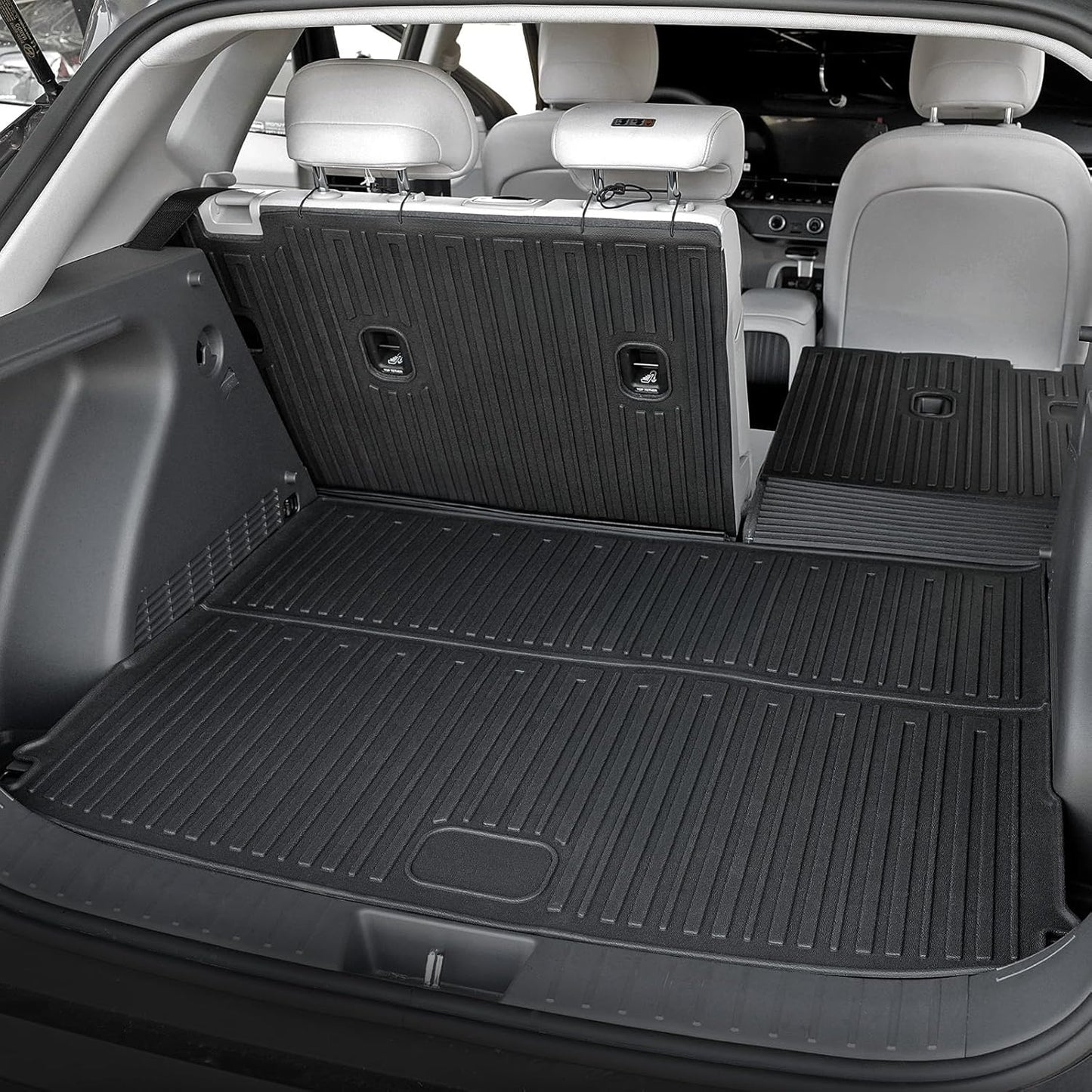 Floor Mats Set for 2024 2025 Hyundai Kona Gas, Full Coverage All Weather Floor Mats Cargo Mat with Backrest Protectors & Door Sill Guards for Hyundai Kona Accessories (Not fit EV/Electric)