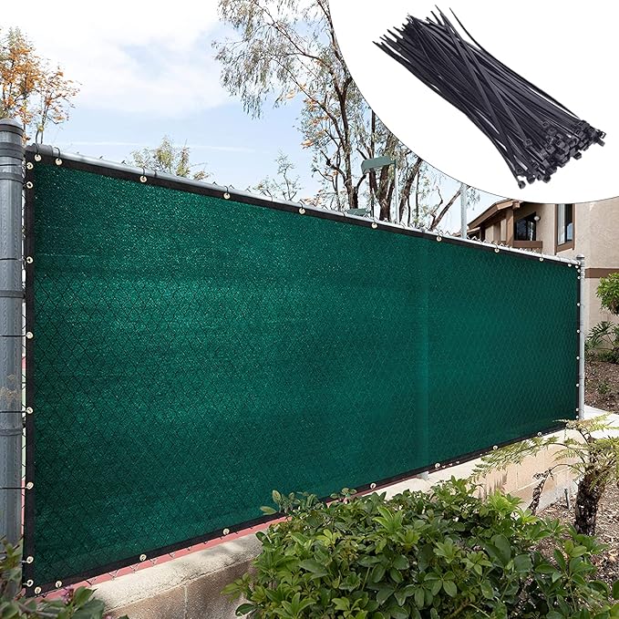 Royal Shade Custom Size 6' x 63' Green Fence Privacy Screen Windscreen Cover Netting Mesh Fabric Cloth - Cable Zip Ties Included (We Make Custom Size)