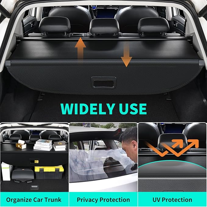 Tecoom Retractable Trunk Cargo Cover fit for Chevrolet Chevy Trax 2024, Rear Car Trunk Cover Accessories, Carbon Fiber Anti-Peeping Security Shade Luggage Privacy Screen