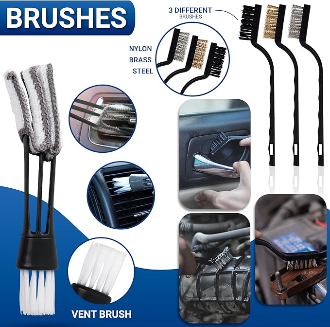 31pcs Car Detailing Kit Interior and Exterior Cleaner, Car Cleaning Kit with Professional Car Detailing Brush Set, Car Wash Kit and Auto Detailing Kit. Reusable, Perfect for Cars and Bikes