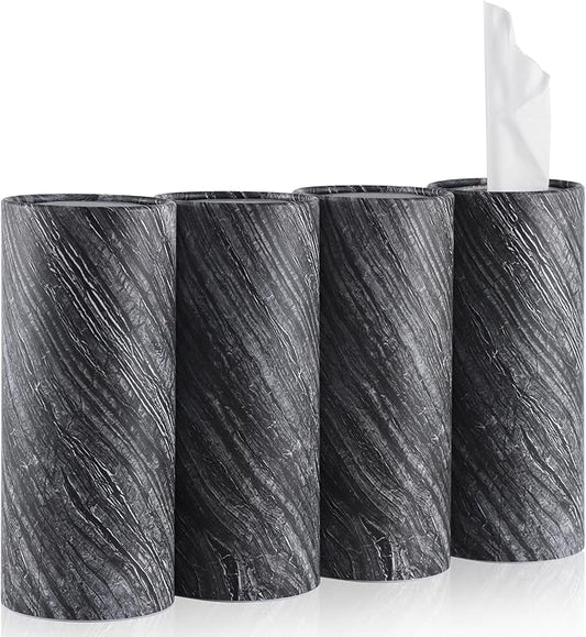 SINGARO Car Tissue Holder, 4 Pack Car Cup Holder Facial Tissues with Travel Tissue Bag, Quick and Convenient Flower Combination Car Tissue Box(4 Canisters/200 Tissues) Gray