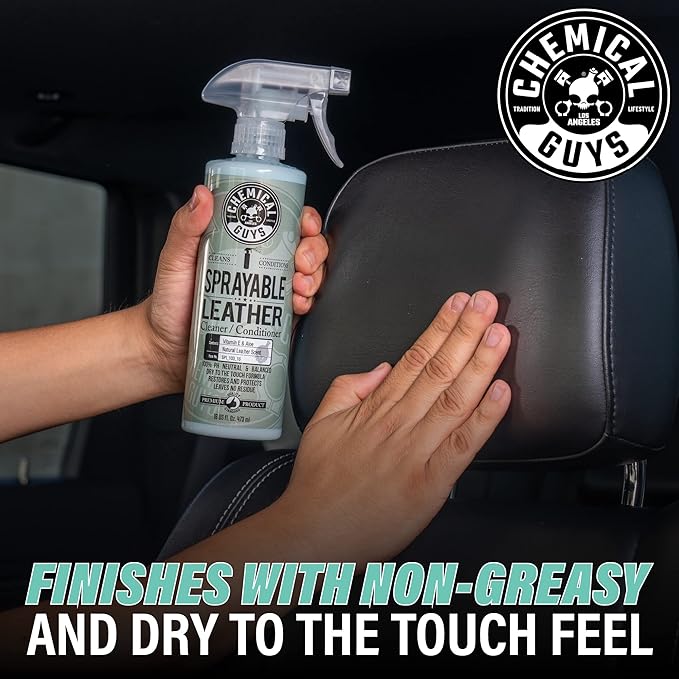 Chemical Guys SPI_103_1602 Sprayable Leather Cleaner and Conditioner in One for Car Interiors, Apparel, and More (Works on Natural, Synthetic, Pleather, and More) Leather Scent, (2 Pack) 16 fl oz