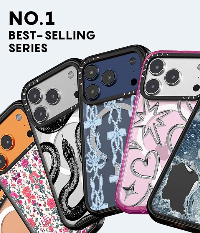 CASETiFY Impact iPhone 17 Case [Slim/Compatible with Magsafe / 8.2 ft. 4X Military Grade Drop Protection] - Sakura Cherry Saturday - Clear Black