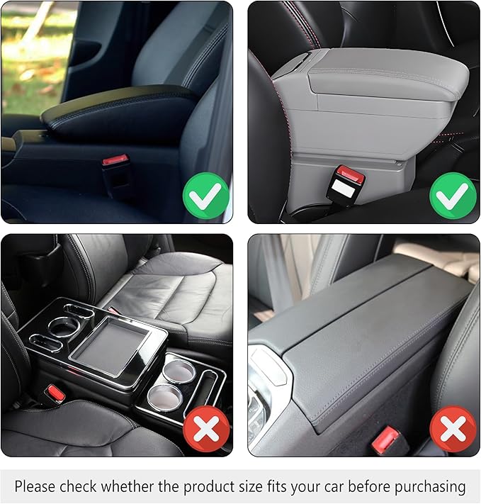 Upgraded Car Center Console Cover,Microfiber Leather Car Armrest Cover Cushion with 2 Storage Bags,Universal Car Armrest Storage Box Interior Accessories for Most Cars (Blue)