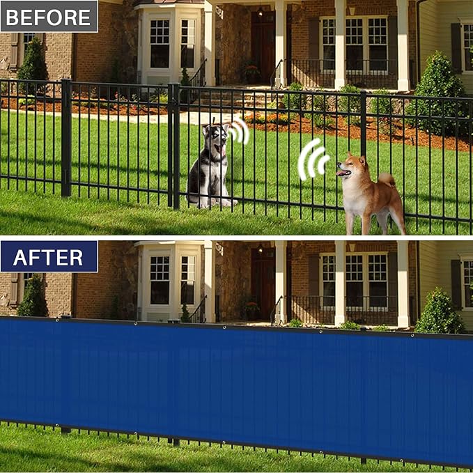 Windscreen4less Privacy Fence Screen Heavy Duty Windscreen Fencing Mesh Fabric Shade Net Cover with Brass Grommtes for Outdoor Wall Garden Yard Pool Deck, 8'x281' Blue