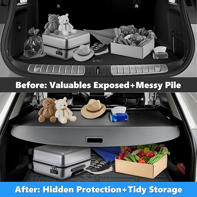 MIALUTY® Cargo Cover for 2023 2024 2025 Cadillac Lyriq Retractable Trunk Cover Lyriq Accessories Anti-Peeping Anti-Theft Privacy Screen,Trunk Luggage Shield Shade Carbon Fiber Texture