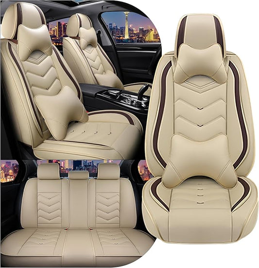 CTDS Car Seat Covers for Nissan Pathfinder 2000-2026, Stylish Sport Seat Cover, Premium Nappa Leather Car Seat Cover. Automobile Seat Covers Sets.(Luxury 5 Seats/Beige)