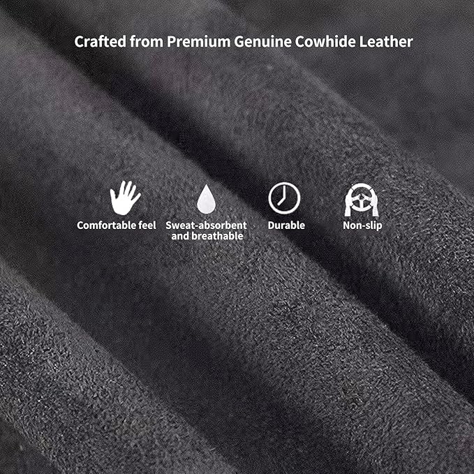 Suede Leather Steering Wheel Cover Wrap Kit - DIY Stitch-On for 18-19" Wheels, Superior Sweat Absorption & Non-Slip Grip, Comfortable & Durable Year-Round Upgrade