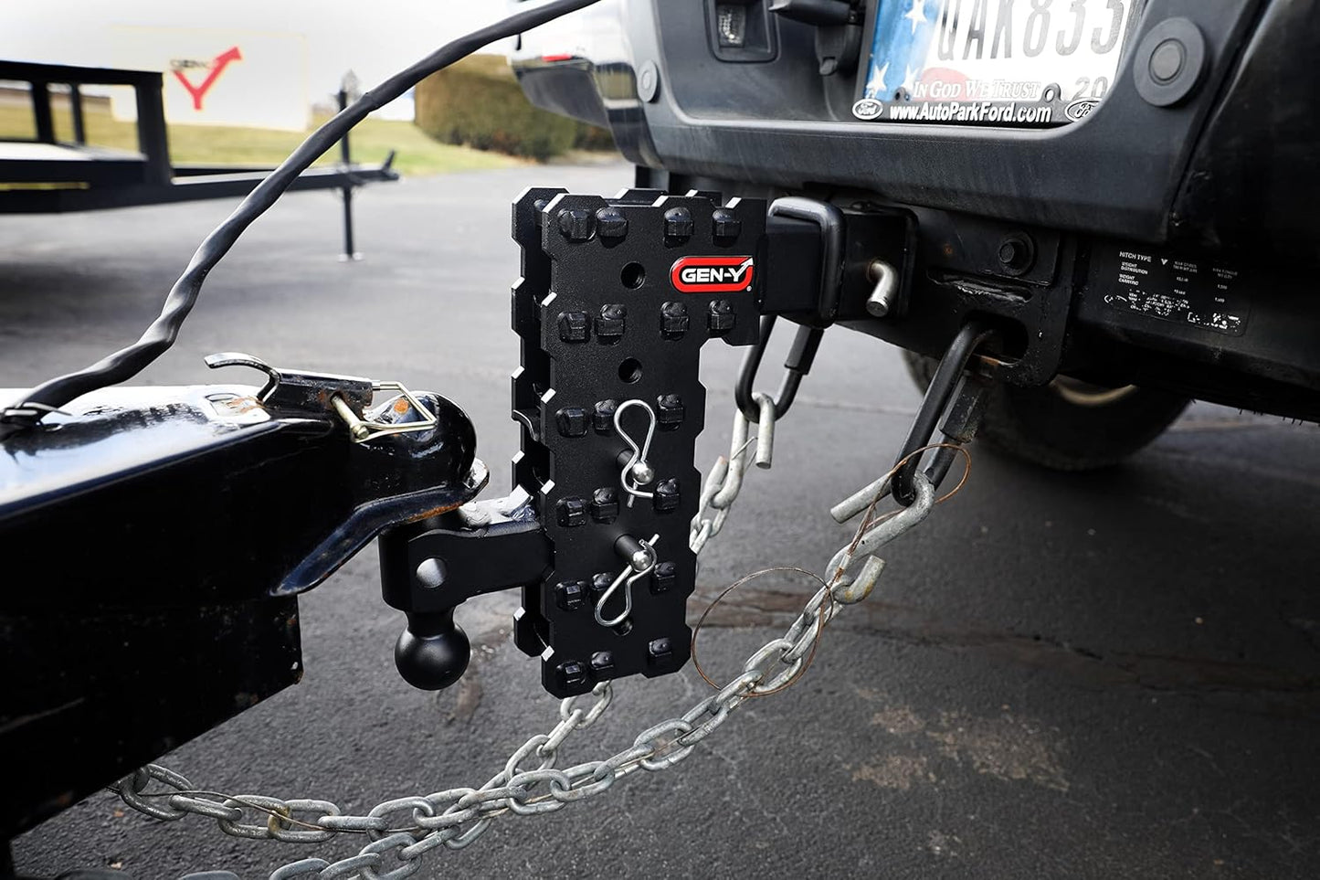 GEN-Y Hitch Solid Shank Adjustable Tow Hitch with Dual-Ball for 2.5" Receiver - 7.5" Drop - 16,000 LB Towing Capacity - 1,600 LB Tongue Weight - Black