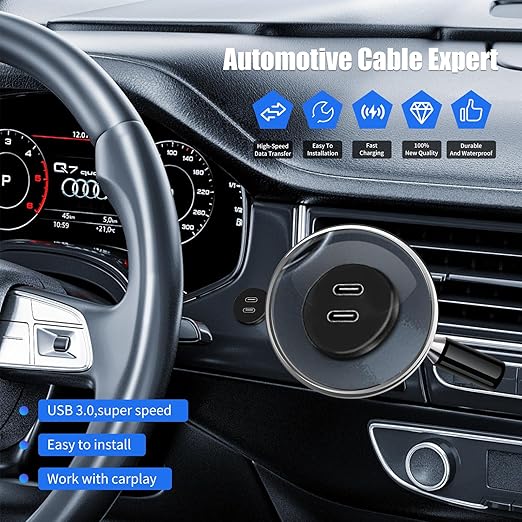 Dual Port USB C 3.0 Male to USB C 3.0 Female Extension Cable,Flush Mount Waterproof Panel Cable for Car,Truck,Boat,Motorcycle Dashboard 3.3ft