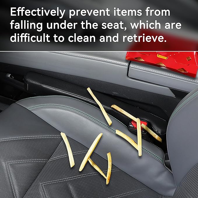 2Pack Leather Seat Gap Filler, Fill The Gap Between Seat and Console, Car Crevice Catcher Blocker Stop Things from Dropping, Universal Gap Stopper Crack Plug for Car SUV Truck (Black)