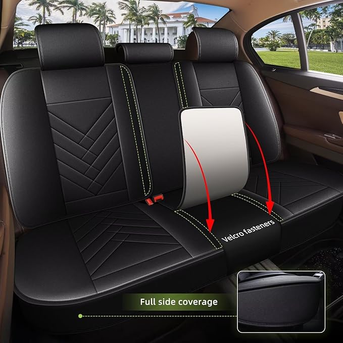 AOMSAZTO Car Seat Covers Full Set Fit for Ford Fusion 2010-2020 Faux Leather Waterproof Seat Covers Automotive Seat Cushion Protector(5 Seats, Black)