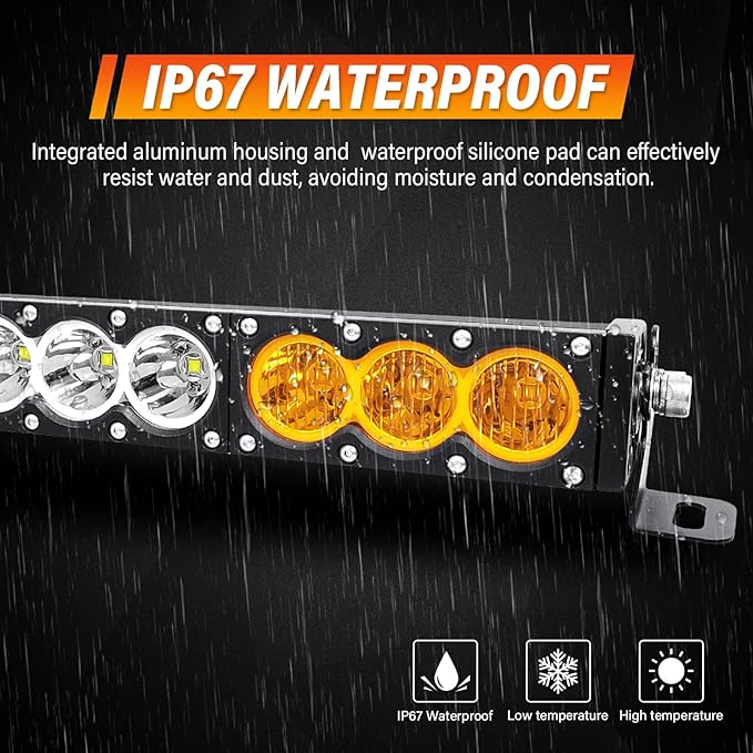 Willpower 28 inch LED Light Bar Single Row Dual Color 150W Off Road Light Bar White Amber Combo LED Work Light Truck UTV 4x4 Cars SUVs ATVs Boats Fog Driving Light with Wiring Harness kit