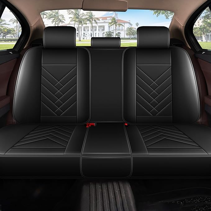AOMSAZTO Car Seat Covers Full Set Fit for Nissan Rogue 2010-2025 2026 Waterproof Faux Leather Car Seat Cushions Automotive 5 Seat Covers Set（Black）