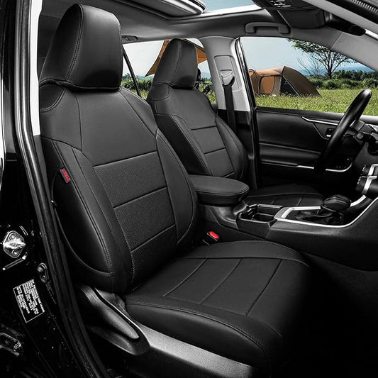 coverdream RAV4 Seat Covers Custom Fit for 2019-2024 2025 Toyota RAV4 LE,XLE,XLE Premium,Limited SUV Seat Cushion,Luxury Waterproof Leather Car Seat Protector(Full Set,Black)