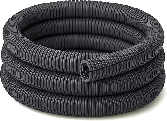 Electriduct Split Wire Loom Tubing Polyethylene Corrugated Flexible Conduit - 3/8" Nominal Size - 10 Feet - Gray