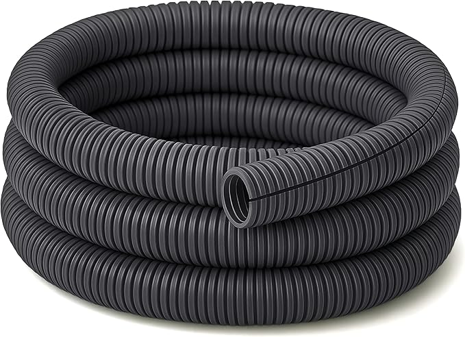 Electriduct Split Wire Loom Tubing Polyethylene Corrugated Flexible Conduit - 2" Nominal Size - 25 Feet - Gray