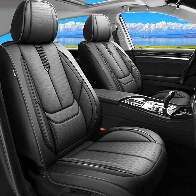 Fit 4Runner Car Seat Covers (5 Seats) for Select Toyota 4Runner 2003-2024 2025 2026 - Full Coverage Leather,Airbag Compatible, Waterproof & All Weather Seat Cushion Protector,Full Set,Black