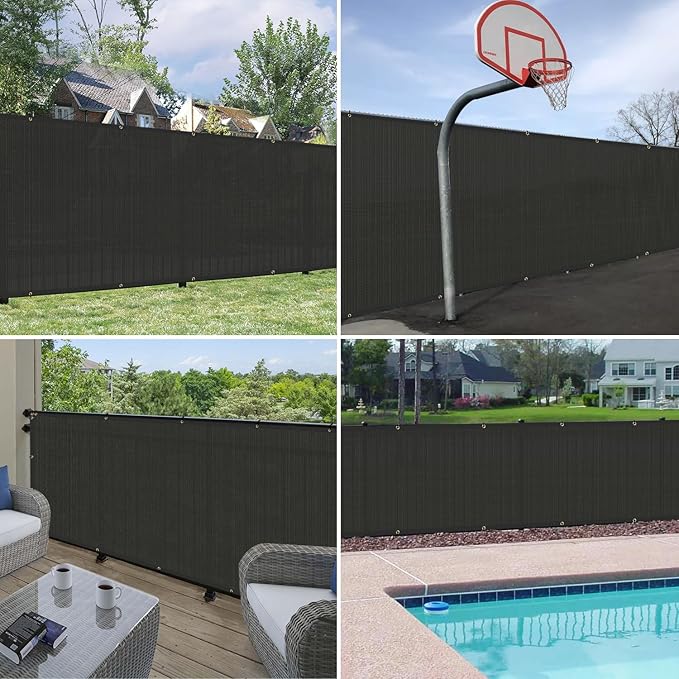 Windscreen4less Privacy Fence Screen Heavy Duty Windscreen Fencing Mesh Fabric Shade Net Cover with Brass Grommtes for Outdoor Wall Garden Yard Pool Deck, 8'x33' Black