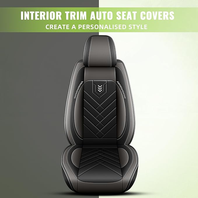 AOMSAZTO Car Seat Cover for Chevrolet Chevy Trax 2024 2025 2026 Front Set, Leather Car Seat Protector Waterproof, Non Slip Car Seat Cushion, Interior Seat Covers Automotive Accessories - Black&Grey
