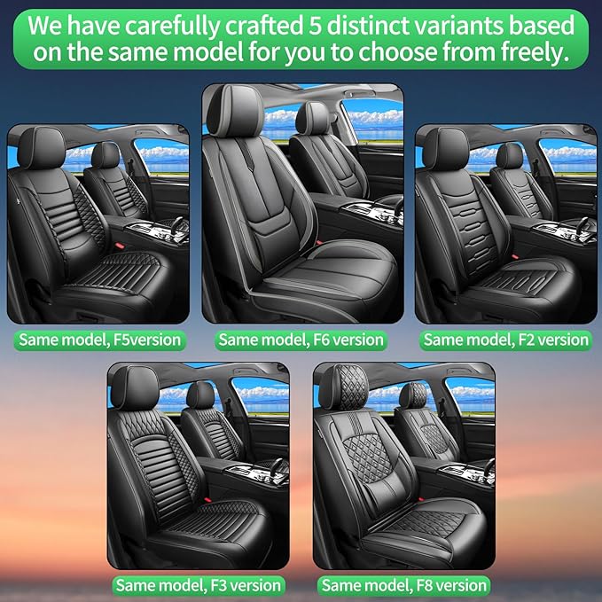 Fit Fj Cruiser Car Seat Covers for Toyota Fj Cruiser 2007-2013 2014 -Upgraded Premium Waterproof & Breathable Leather,Airbag Compatible,All-Weather Seat Cushion Protector,2 Front/Black-Grey