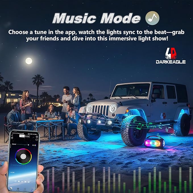 6Pods RGB LED Rock Lights for UTV SXS RZR Can-Am Four Wheeler Side by Side ATV Offroad Golf Cart, Multicolor Underglow Light Kit with APP/RF Remote Dual Zone Neon Vehicle Accent Light 12V Waterproof