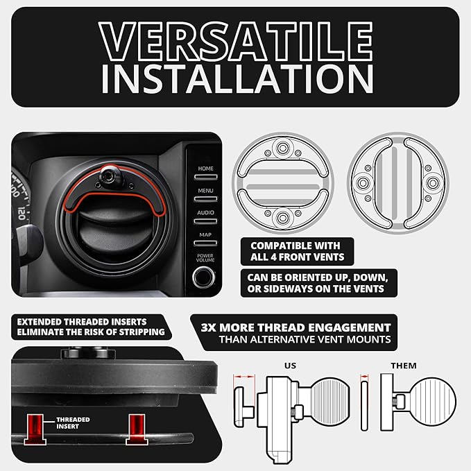 Tackform Link Vent Phone Mount Compatible with 2016-2023 Toyota Tacoma and 2014-2021 Toyota Tundra | Aluminum | Zero Slip | Compatible with MagSafe | Universal Magnetic Holder | 2" Arm | Black Knob