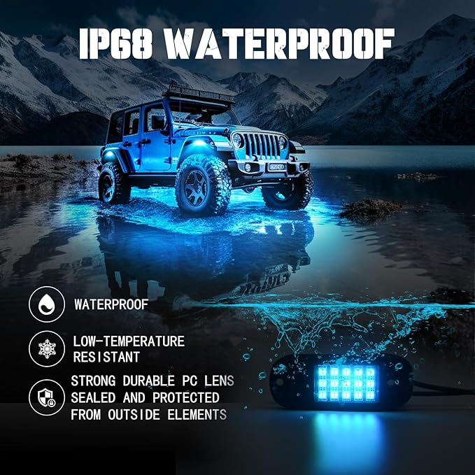 SHINIGHT Led Rock Lights for Trucks,12 Pods Lights for Jeep Brightness Truck underglow kit Exterior with App Control Flashing Music Mode RGB Lighting for UTV SUV ATV RZR Truck Accessories