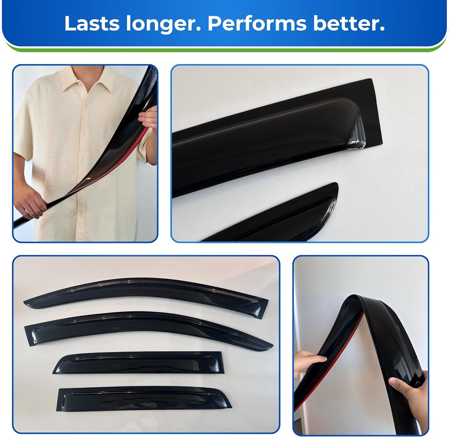 KPY Window Visor Compatible with Nissan Versa Note Hatchback 2014-2019, 4PC Rain Guard Side Window Vent Deflectors Tape-On Style, 2014 2015 2016 2017 2018 2019