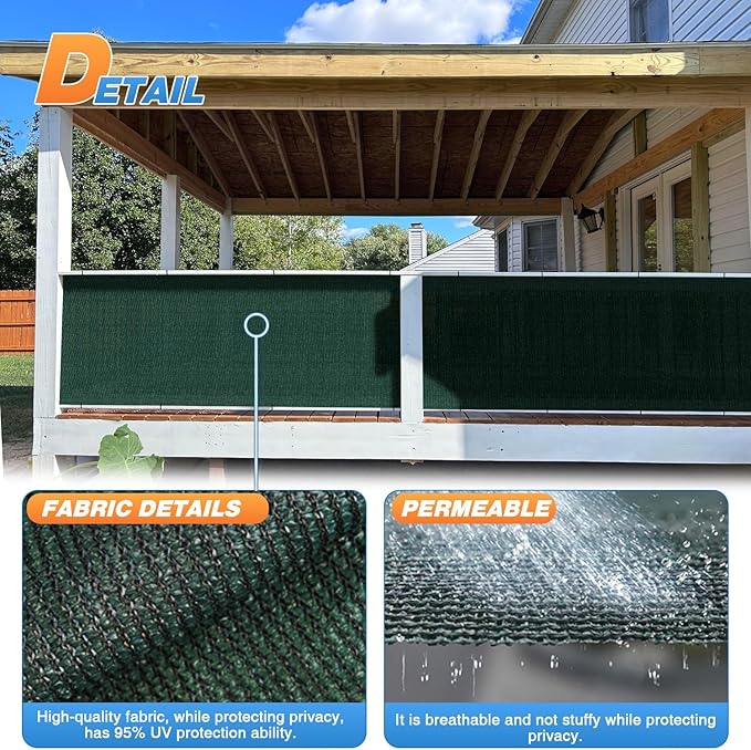 TANG Sun Shade Fabric Roll 8'x31' Shade Cloth for Garden Dark Green HDPE Mesh Shading Pergola Cover Replacement Canopy, 95% Blockage Sunshades for Outdoor Patio Backyard Plant