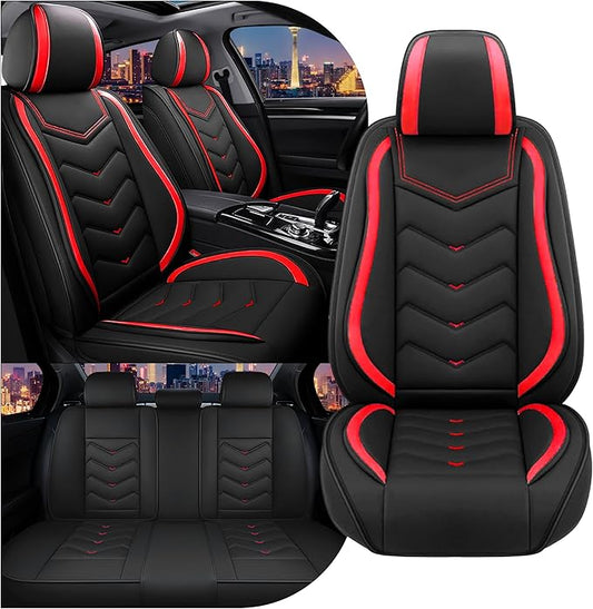 CTDS Car Seat Covers for Mazda CX-5 CX-3 CX-7 CX-9 CX-50 CX-30 CX-70 CX-90 2007-2026, Stylish Sport Seat Cover, Premium Nappa Leather Car Seat Cover.(Standard 5 Seats/Black Red)