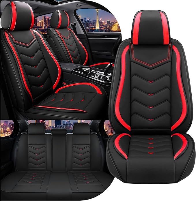 CTDS Car Seat Covers for Honda HR-V 2016-2026, Stylish Sport Seat Cover, Premium Nappa Leather Car Seat Cover. Automobile Seat Covers Sets.(Standard 5 Seats/Black Red)