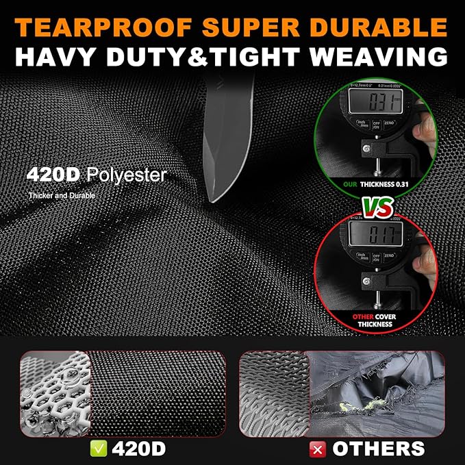 UTV Cover 4 Seater Waterproof Outdoor,Side by Side ATV Covers,Durable Anti-UV and All Weather Protection, Compatible with Polaris Ranger RZR General Can-am Defender Yamaha Kawasaki,159" Lx66 Wx76 H