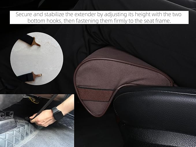 JUPENG Car Seat Leg Extender with Heat & Massage, USB Powered Multi-Level Memory Foam Under Thigh Leg Support Cushion for Driver Seat, Office Chair & Travel, Universal Comfort Pad (Black)
