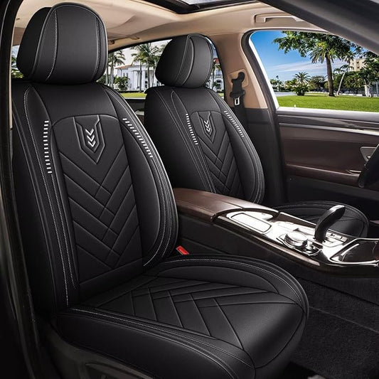 AOMSAZTO Car Seat Covers Fit for Kia Sportage 2009-2025 2026 Premium Front Seat Covers Waterproof Leather Automotive Seat Covers Compatible with Airbag (2 Seats,Black)