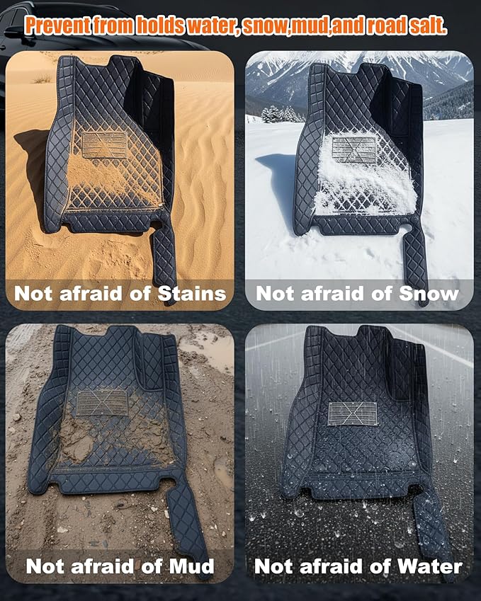 All-Weather car Floor MATS-Suitable for 99% of car Models,Leather car mat, offering Personalized Embroidery and Multiple Color Options,Provide Protection for car Rug (Black White)