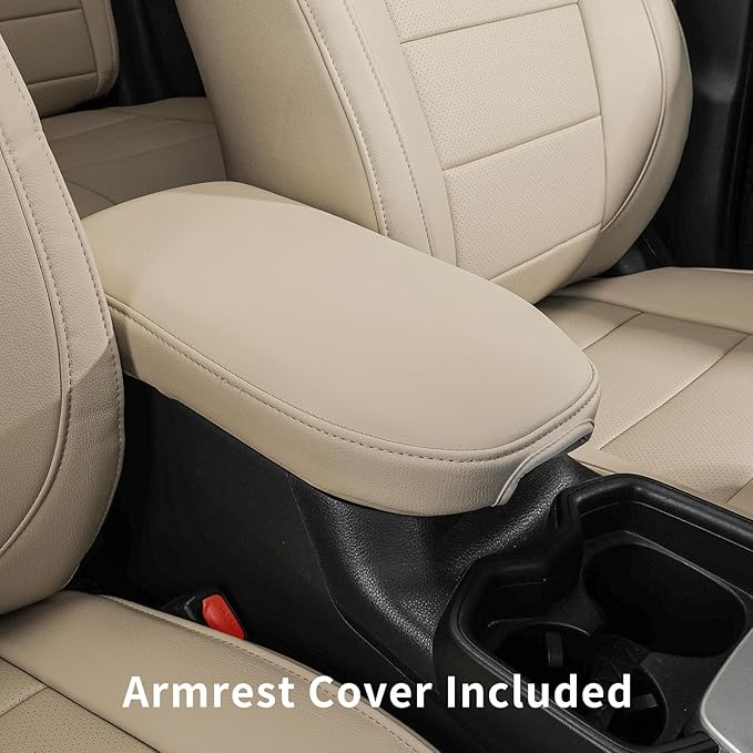 coverdream Rav4 Seat Covers Custom Fit for Toyota Rav4 2013-2018 LE SUV Seat Cushion,Fully Covered,Waterproof Leather Car Seat Protector(Full Set,Beige)
