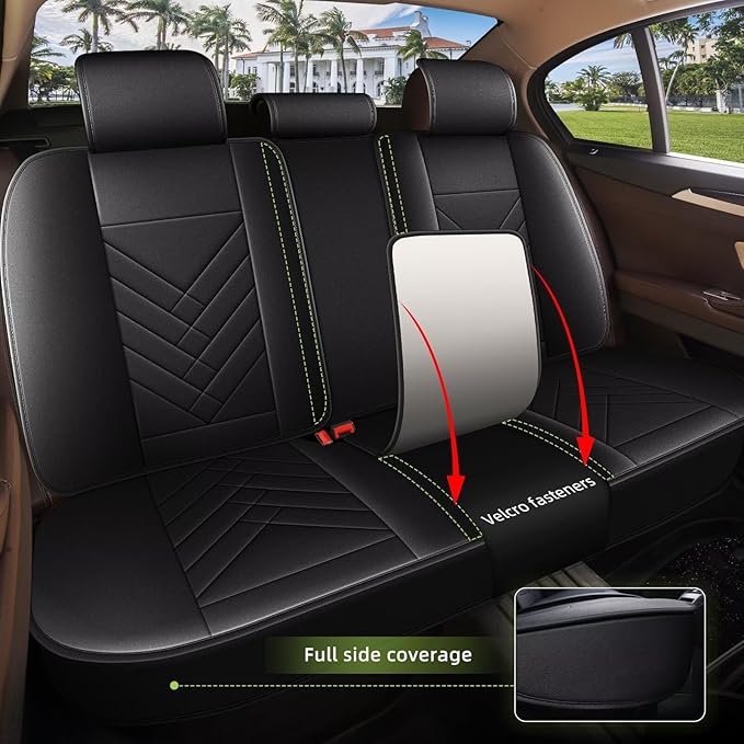 AOMSAZTO Car Seat Covers Fit for GMC Yukon 2020-2026: Full Set Waterproof Faux Leather Automotive Seat Covers Vehicle Seat Cushion Protector Car Interior Covers(5 Seats Black)
