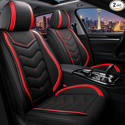 CTDS Car Seat Covers for Nissan Pathfinder 2000-2026, Stylish Sport Seat Cover, Premium Nappa Leather Car Seat Cover. Automobile Seat Covers Sets.(Standard 2 Seats/Black Red)