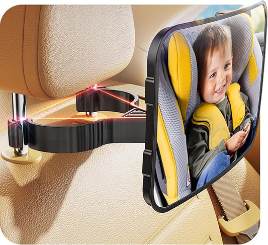 TAZENI Baby Car Mirror Hook Design Ultra Stable Car Seat Mirror for Baby Rear Facing Secure and Shatterproof CarSeat Mirrors 360° Clear View Newborn Essential Accessories
