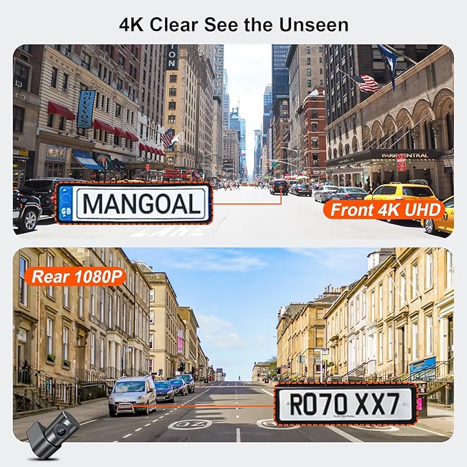 Mangoal Front 4K & Rear 1080P Dash Cam Custom fit for Subaru Ascent 2023 2024 2025 2026 (Model B),Limited Onyx Edition Premium Touring etc, Integrated OEM Look, UHD 2160P Video, App & WiFi, 128GB Card